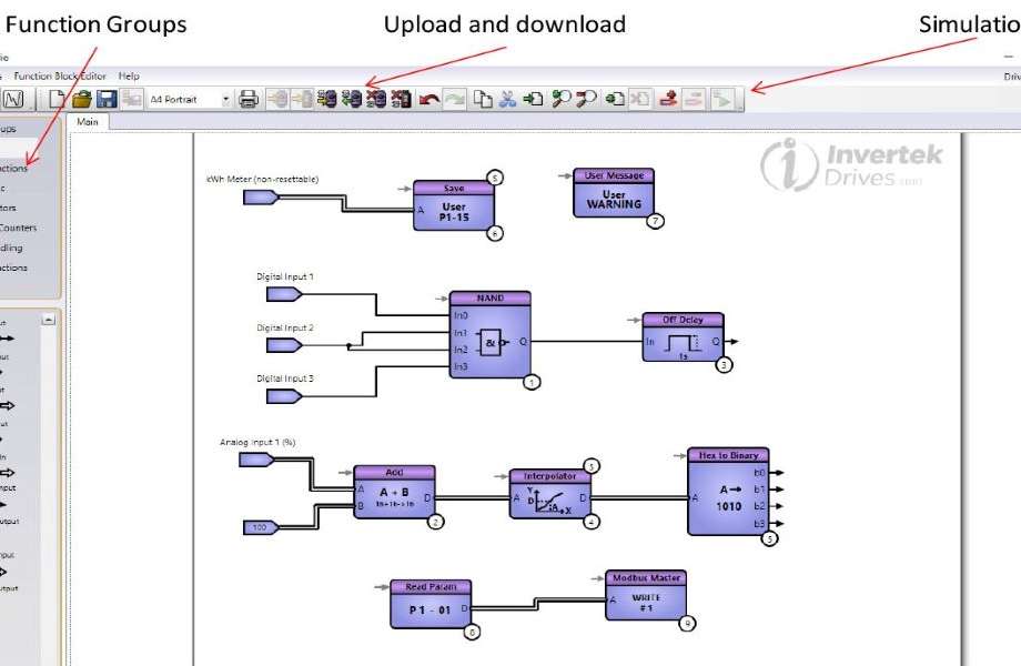 Need more from your VFD? PLC function block editor available!