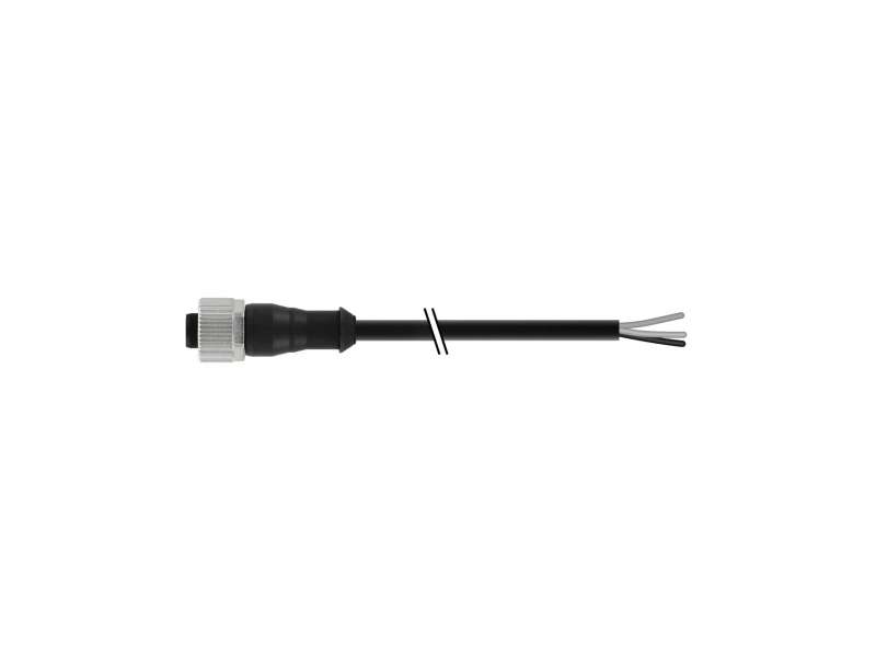 CONTRINEX Cable connector standard M12 Straight SOCKET 4 wires 0.34 mm2 2m NO LED, S12-4FVG-020-NNLN; 605-002-054