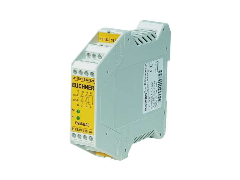 EUCHNER Safety relay 3 safety contacts, 1 auxiliary contact, cat. 4, ESM-BA301 (Order no. 085613)