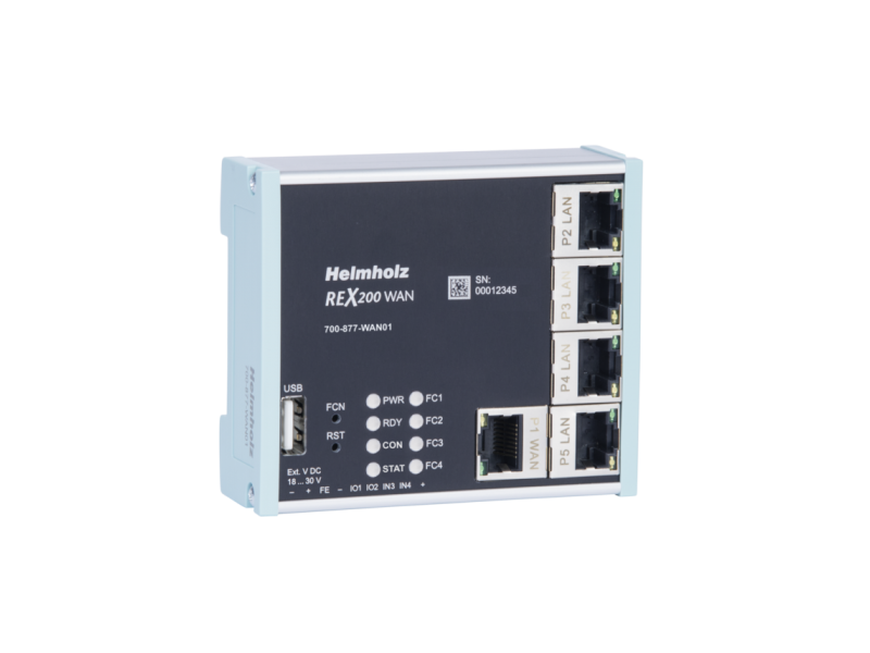 Helmholz REX 200 WAN, 4 x LAN (switch)/1 x WAN port; 700-877-WAN02