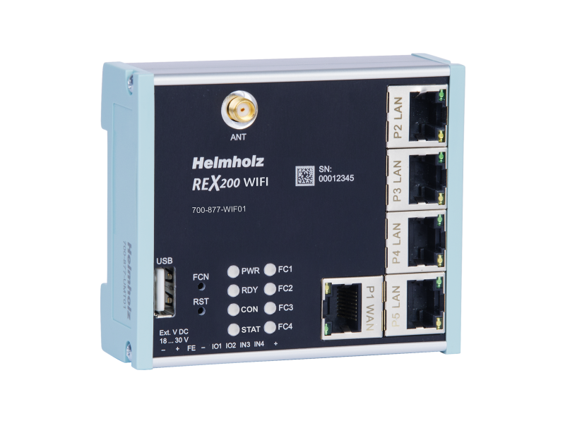 Helmholz REX 200 WIFI, 4 x LAN (Switch)/1 x WAN/1 x WiFi; 700-877-WIF02