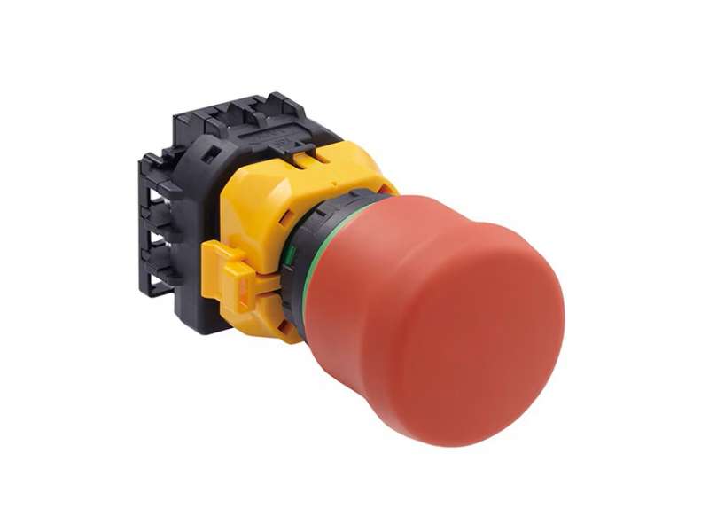 IDEC E-stop XW series, Ø22mm, Ø38mm mushr, 4NC, green ind; XW1E-BV4TG04MFR