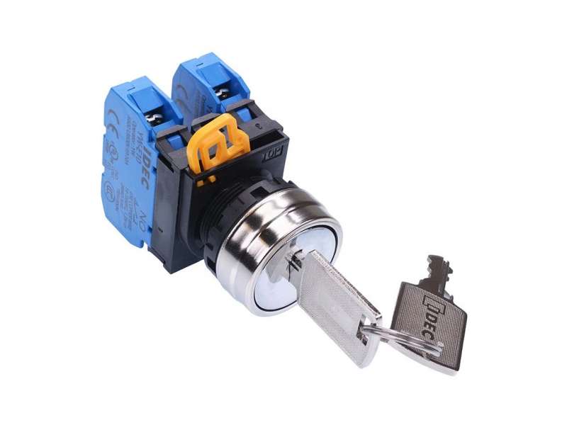 IDEC Key selector / YW series, 3 positions maintained, Metal bezel, Key removable in all positions, 2NO, 0NC; YW4K-3AE20