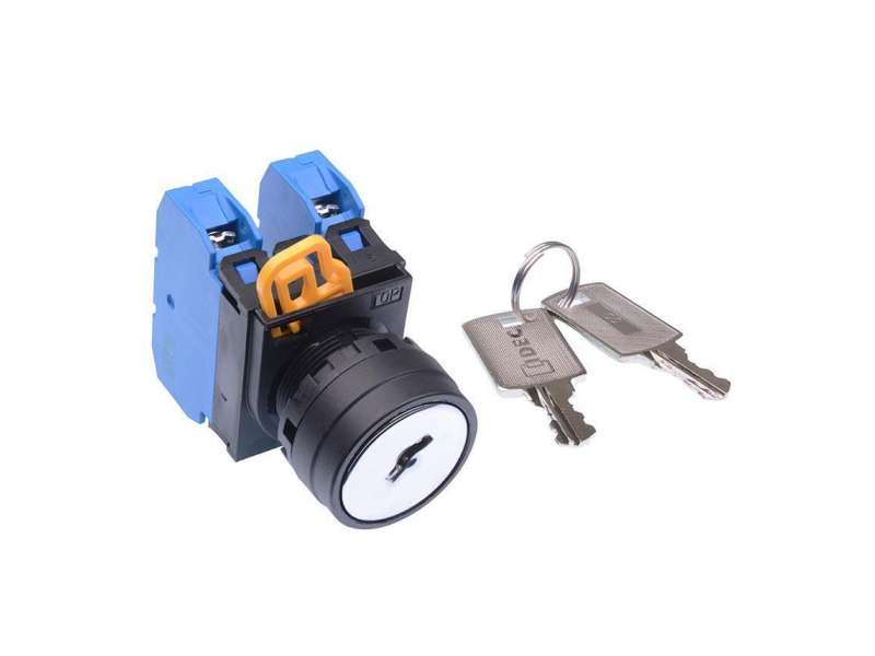 IDEC Key selector / YW series, 3 positions maintained, Plastic bezel , Key removable in all positions, 2NO, 0NC; YW1K-3AE20