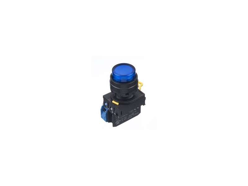 IDEC Pushbutton - illuminated / YW series, Ø30mm dome pilot light /extended button, Momentary, Plastic bezel , 1NO, 0NC Blue 24V AC/D
