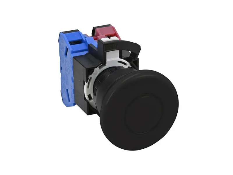 IDEC Pushbutton - non illuminated / HW series, Momentary, Ø40 mm Mushroom , Ø29 Round plastic (black) bezel, round button, 1 x NO 0 x