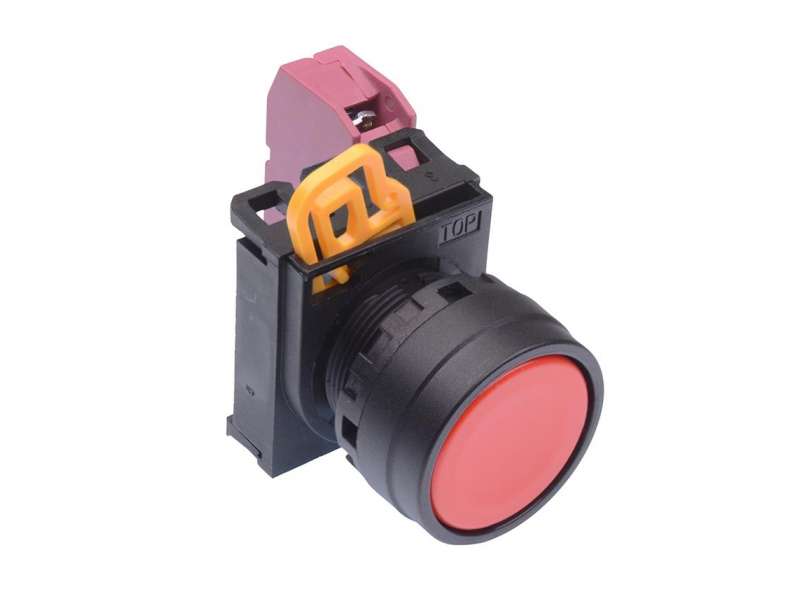 IDEC Pushbutton - non illuminated / YW series, Ø30mm button, Maintained, Plastic bezel , 0NO, 1NC Red; YW1B-A1E01R