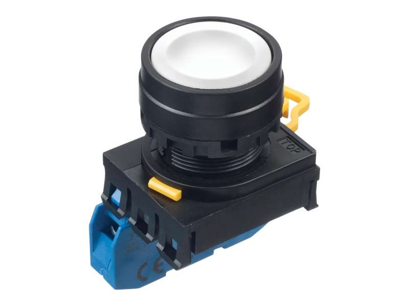 IDEC Pushbutton - non illuminated / YW series, Ø30mm button, Momentary, Plastic bezel , 1NO, 0NC White; YW1B-M1E10W