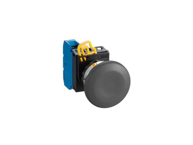IDEC Pushbutton - non illuminated / YW series, Ø40mm mushroom button, Momentary, Metal bezel, 1NO, 0NC Black; YW4B-M4E10B