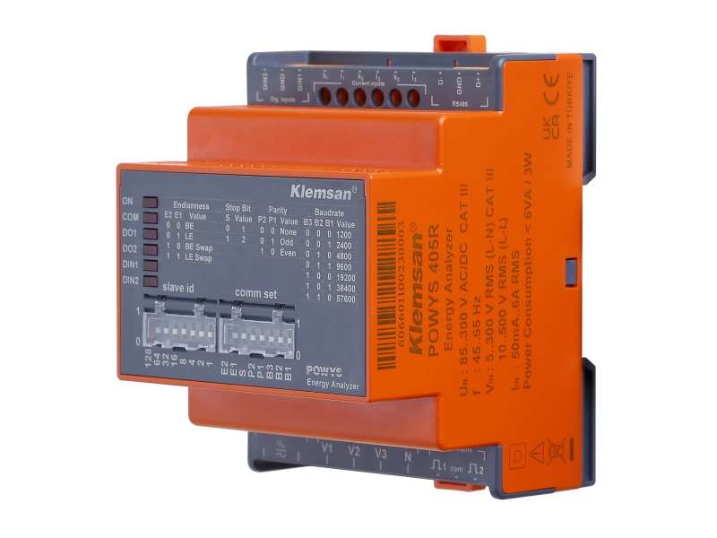 Klemsan 3Ø Energy Analyzer POWYS 405R, 0-6A CT; 606601