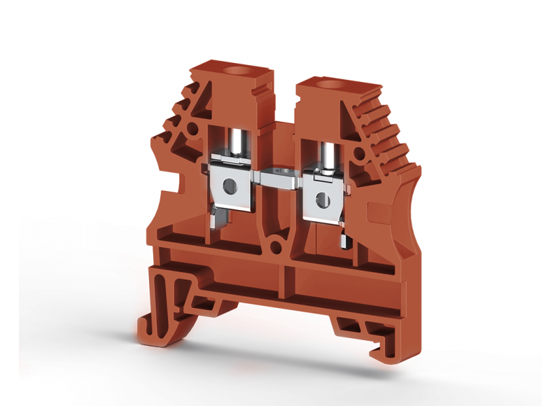 Klemsan 4mm2,screw type, single deck feed through terminal block, Insulation material PA, Red, AVK 4; 304134