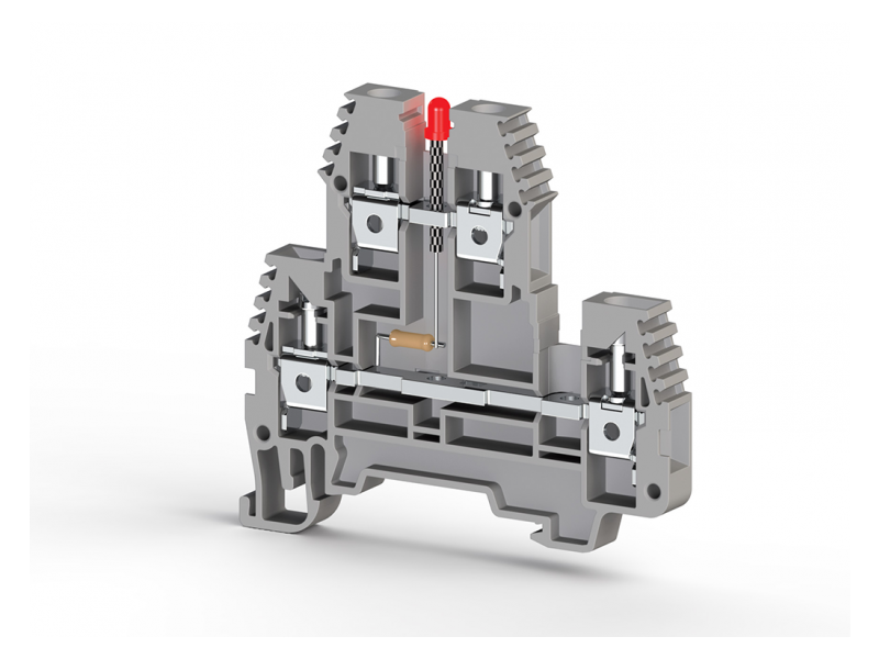 Klemsan 4mm2,screw type,24V AC with Led,double deck terminal block,Insulation material PA,Grey,PIK 4NLD ; 319319