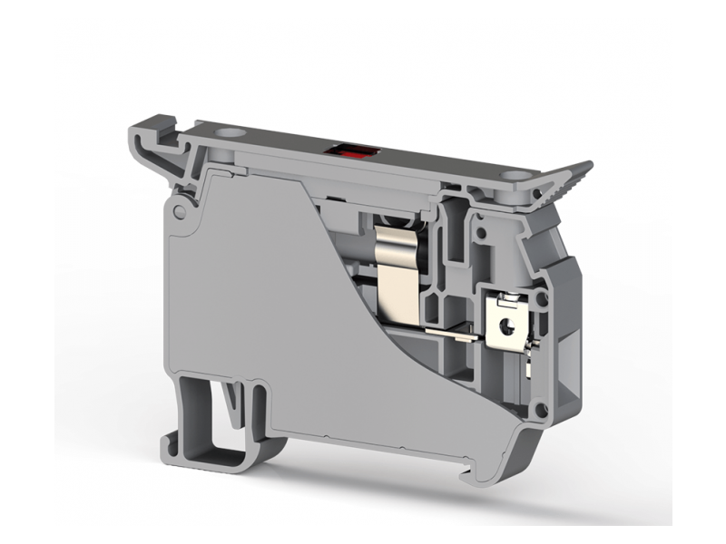 Klemsan ASK 5 LD 4mm2, Screw connection, Fuse terminal block (5x50-25) with 220V LED, Insulation material PA, Grey; 353439