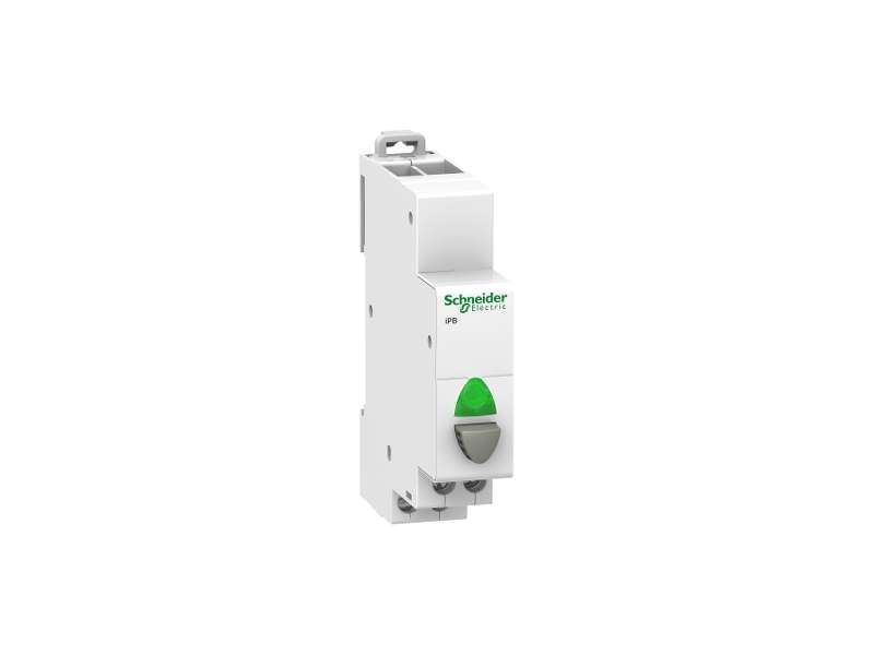 Schneider Electric Acti9 iPB 1NO jednostruki taster sivi - indikatorska lampica zelena 12-48VAC/DC; A9E18038