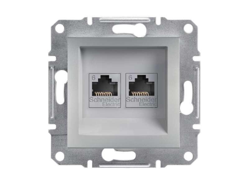 Schneider Electric Asfora - dupla komunikaciona utičnica kat. 6 UTP, bez rama, aluminijum;EPH4800161
