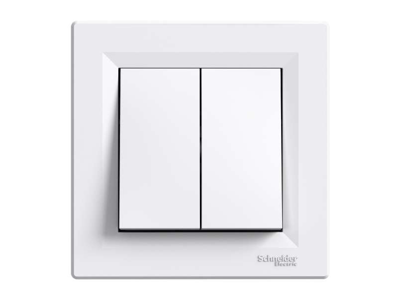 Schneider Electric Asfora - dvostruki serijski prekidač - 10AX priključci bez zavrtnja, beli;EPH0600121