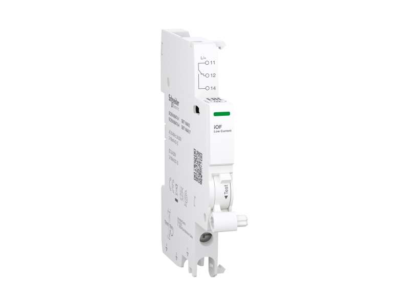 Schneider Electric Auxiliary contact, Acti9 A9A, iOF, 1 C/O, 2mA to 100mA, 24VAC to 250VAC, 24VDC to 220VDC, bottom connection; A9A26914