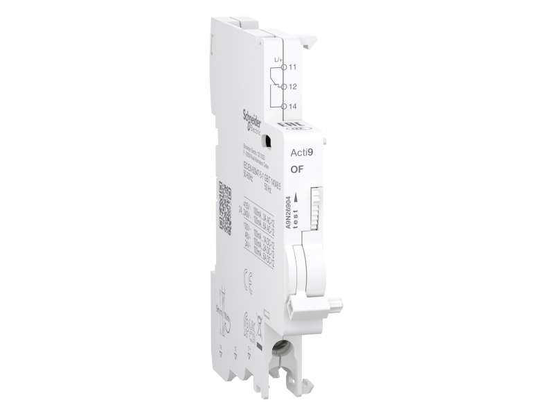 Schneider Electric Auxiliary contact, Acti9 A9N, OF, 1 C/O, 100mA to 6A, 24VAC to 415VAC, 24VDC to 130VDC, bottom connection; A9N26904