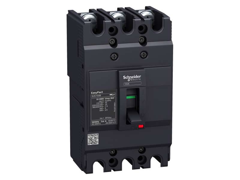 Schneider Electric Circuit breaker, EasyPact EZC100B, TMD, 20A, 3 poles 3d; EZC100B3020