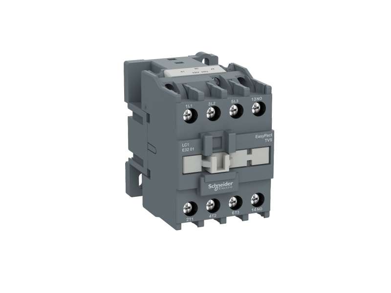 Schneider Electric Contactor,EasyPact TVS,3P(3NO),AC-3,<=440V,38A,230V AC coil,1NO auxiliary contact; LC1E3810P7