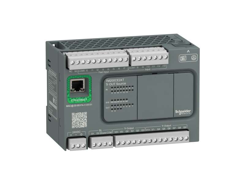 Schneider Electric Kontroler M200 24 I/O tranzistorski, source logika , sa  Ethernetom ; TM200CE24T