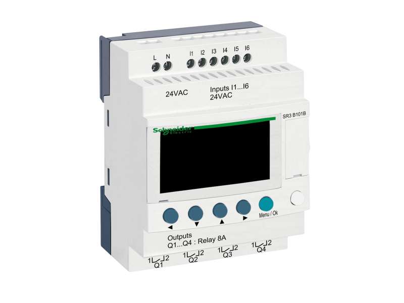 Schneider Electric Modularni progr. kontroler Zelio Logic - 10 I O - 24 V AC - časovnik-displej; SR3B101B