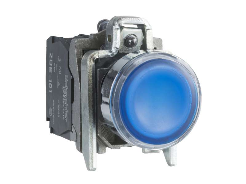 Schneider Electric Plavi udubljeni kompletni svetleći taster Ø22 sa povratkom 1NO+1NC 24V;XB4BW36B5