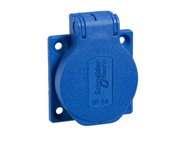 Schneider Electric PratiKa utičnica - plava - 2P + E - 10/16 A - 250 V - šuko - IP54 -ugradna-bočna ; PKS52B