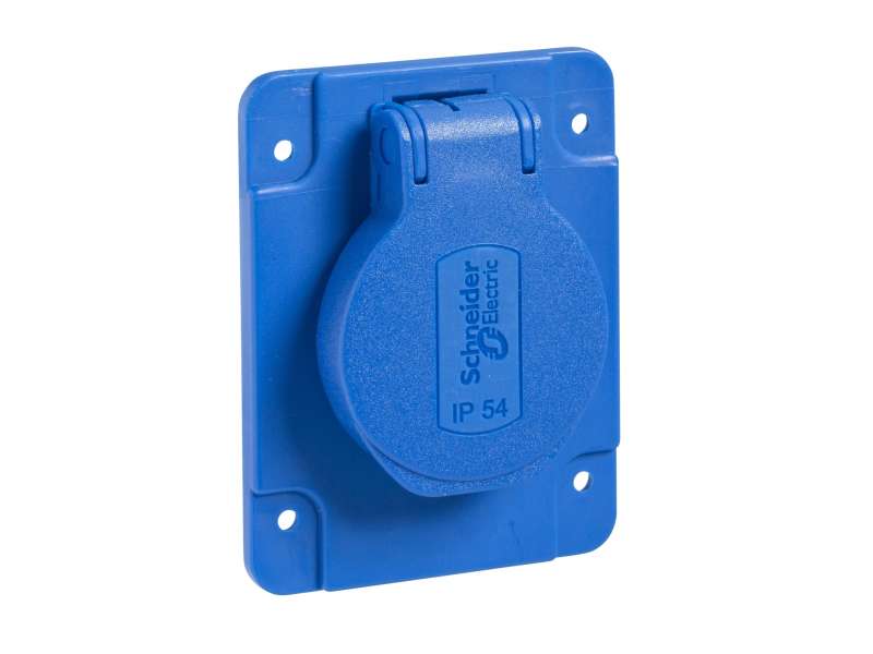 Schneider Electric PratiKa utičnica - plava - 2P + E - 10/16 A - 250 V - šuko - IP54 - ugradna ; PKS61B