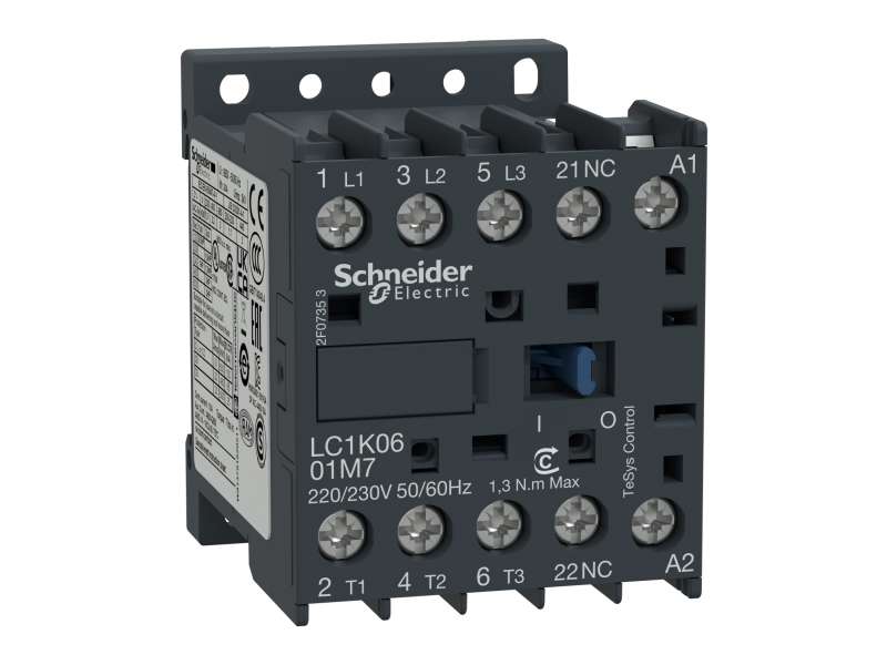 Schneider Electric TeSys K kontaktor - 3P(3 NO) - AC-3 - <= 440 V 6 A - 48 V AC kalem; LC1K0601E7