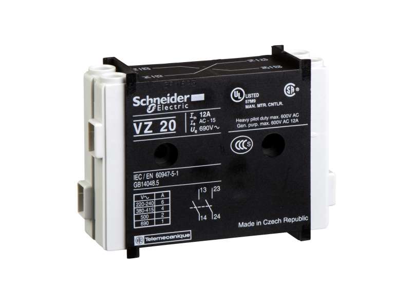 Schneider Electric TeSys VARIO-pomoćni kontaktni blok-1NC prevremeno isključ.+1 NO zakasnelo uklj.;VZ7