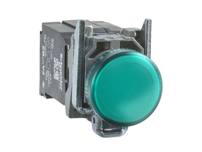 Schneider Electric Zelena kompletna signalna lampica Ø22 ravna sočiva sa integrisanim LED 400V;XB4BV5B3