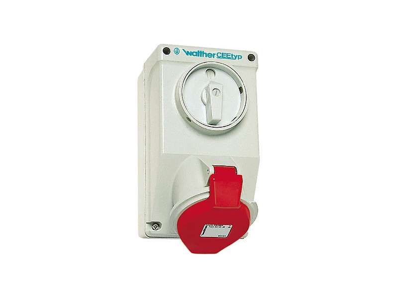 WALTHER-WERKE WALL SOCKET 16A 3P 4H WITH 2-POLE SWITCH CH WITHOUT INTERLOCKING