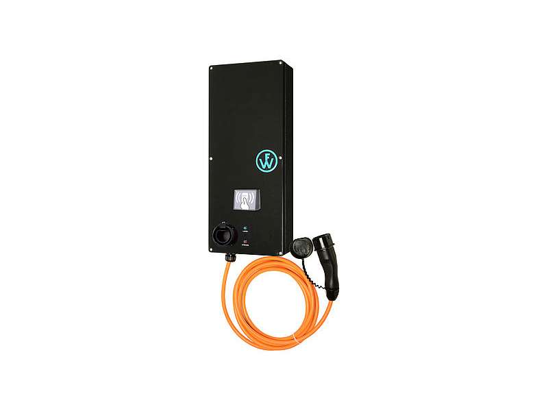 WALTHER-WERKE WALLBOX SLIM-LINE RFID WITH FIXED CHARGING CABLE WITH VEHICLE CONNECTOR TYPE 2 32A/22KW, ELECTRIC ENERGY METER AND PREMIUM MONIT