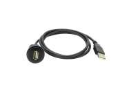 IDEC CW series (Ø22 mm bushing) USB port / USB2.0 type A, black bezel, 1m cable; CW1X-USB20-1M
