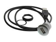IDEC CW series (Ø22 mm bushing) USB port / USB2.0 type A, metal bezel, 1m cable; CW4X-USB20-1M