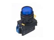 IDEC Pushbutton - illuminated / YW series, Ø30mm dome pilot light /extended button, Momentary, Plastic bezel , 1NO, 0NC Blue 24V AC/D