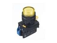 IDEC Pushbutton - illuminated / YW series, Ø30mm dome pilot light /extended button, Momentary, Plastic bezel , 1NO, 0NC Yellow 24V AC