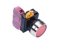 IDEC Pushbutton - non illuminated / YW series, Ø30mm button, Momentary, Metal bezel, 0NO, 1NC Red; YW4B-M1E01R