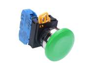 IDEC Pushbutton - non illuminated / YW series, Ø40mm mushroom button, Momentary, Metal bezel, 1NO, 0NC Green; YW4B-M2E10G
