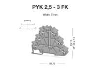 Klemsan Trospratna utična stezaljka  2,5mm2 PYK 2,5-3FK GREY ; 307559