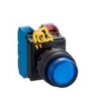 IDEC Pushbutton - illuminated / YW series, Ø30mm dome pilot light /extended button, Momentary, Plastic bezel , 1NO, 0NC Blue 24V AC/D - slika 2