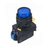 IDEC Pushbutton - illuminated / YW series, Ø30mm dome pilot light /extended button, Momentary, Plastic bezel , 1NO, 0NC Blue 24V AC/D - slika 1