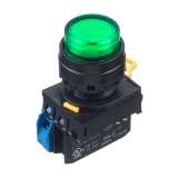 IDEC Pushbutton - illuminated / YW series, Ø30mm dome pilot light /extended button, Momentary, Plastic bezel , 1NO, 0NC Green 24V AC/ - slika 1